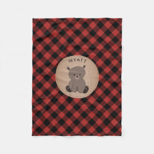 Couverture Polaire Bison Plaid Bear Kids Fleece Blanche