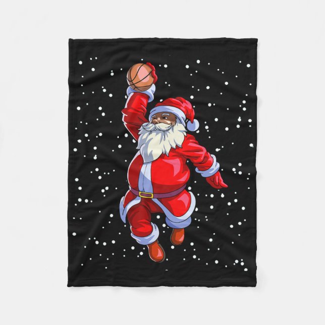 Couverture Polaire Black African American Santa Claus Basketball afro (Devant)