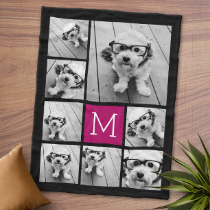 Couverture Polaire Black and Berry 8 Photo Collage — CAN edit COLOR