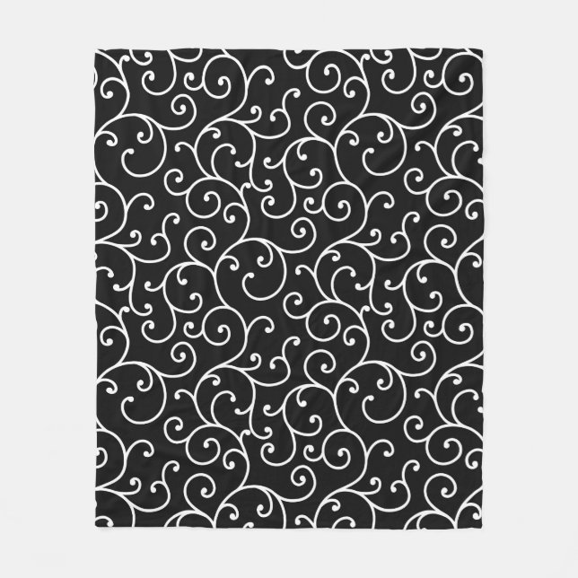 Couverture Polaire Black and White allover seamless scroll designpatt (Devant)
