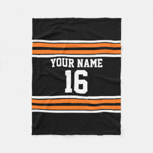 Couverture Polaire Black avec Orange White Stripes Team Jersey