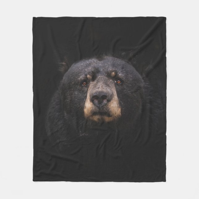 COUVERTURE POLAIRE BLACK BEAR ON BROWN WOODEN TREE BRANCH (Devant)