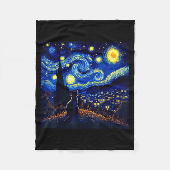 Couverture Polaire Black Cat Funny Cat Lover Mom Daddy Starry Night V (Devant)