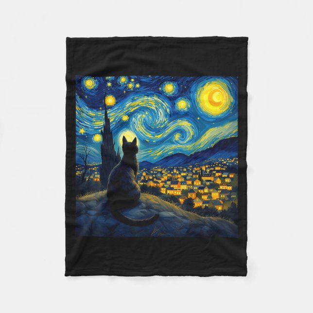Couverture Polaire Black Cat Funny Cat Lover Mom Daddy Starry Night V (Devant)