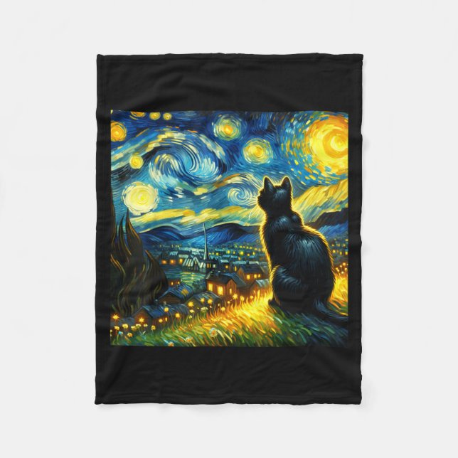 Couverture Polaire Black Cat Funny Cat Lover Mom Daddy Starry Night V (Devant)