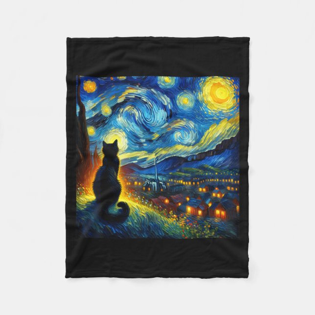 Couverture Polaire Black Cat Funny Cat Lover Mom Daddy Starry Night V (Devant)