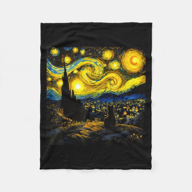 Couverture Polaire Black Cat Funny Cat Lover Mom Daddy Starry Night V (Devant)