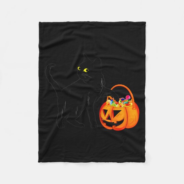 Couverture Polaire Black Cat Halloween Candy Pumpkin Bag Sweet Lollip (Devant)