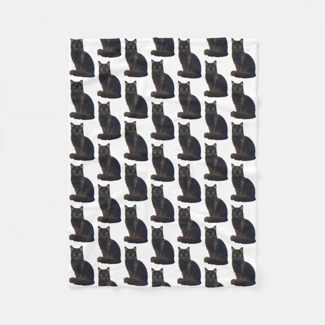 Couverture Polaire Black Cat Staring Ominy Photo Cutout Blanc (Devant)