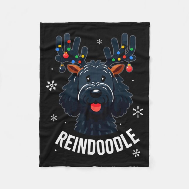 Couverture Polaire Black Doodle Dog Reindoodle Reindeer Doodle Christ (Devant)