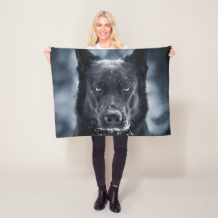 Couverture Polaire Black German Shepherd