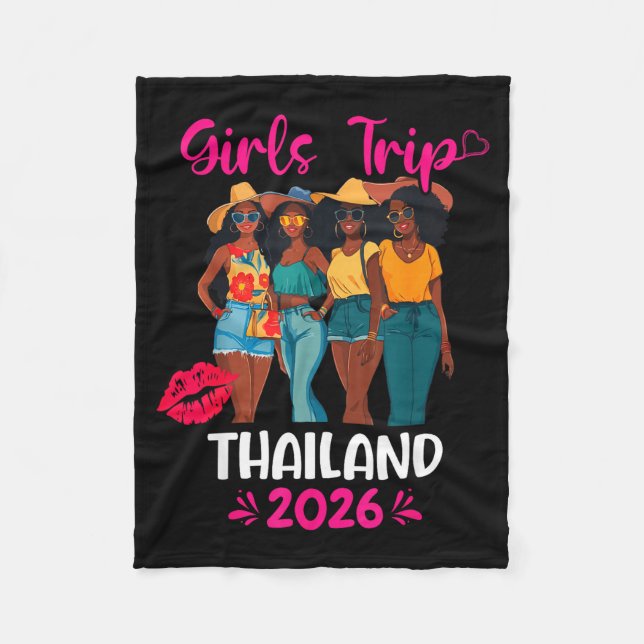 Couverture Polaire Black Girls Trip Thailand 2026 Vacation Matching  (Devant)