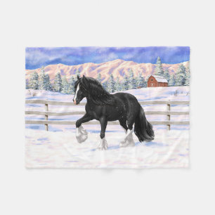 Couverture Polaire Black Gypsy Vanner Irlandais Cob Brouillon Cheval