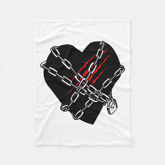 Couverture Polaire Black Heart Red Chains Cool Gothic Valentines Day  (Devant)