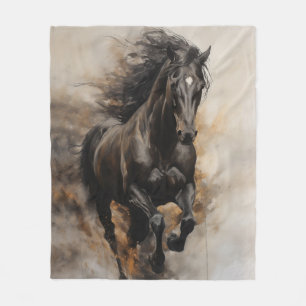 Couverture Polaire Black Horse Galloping