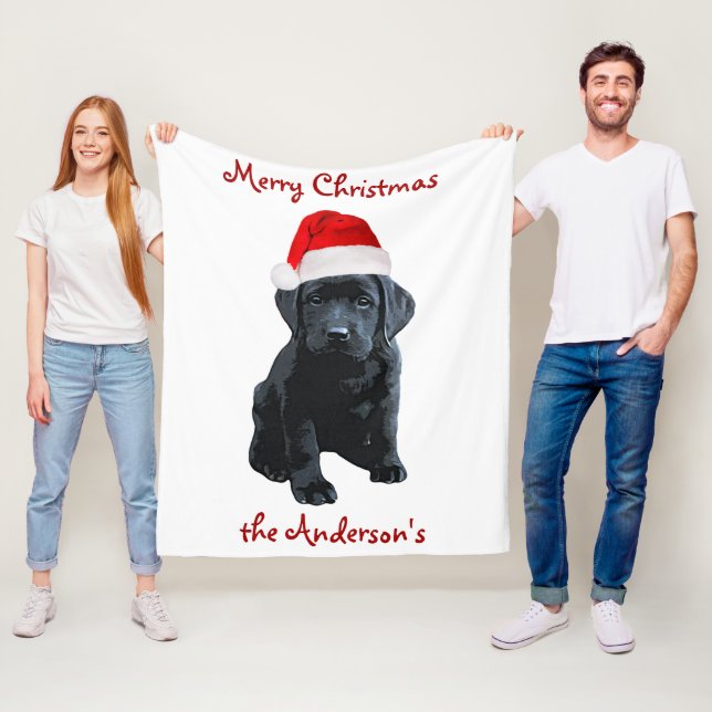Couverture Polaire Black Lab Chien chiot Noël Labrador (En situation)