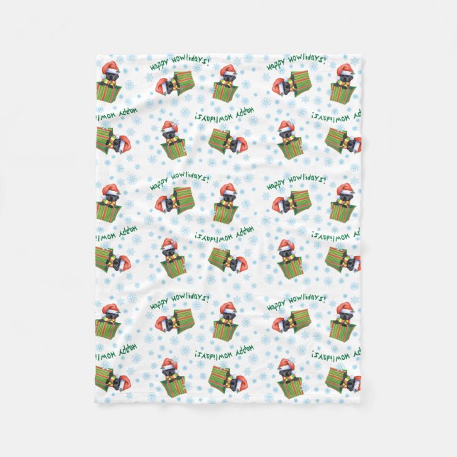 Couverture Polaire Black Lab de Noël (Devant)