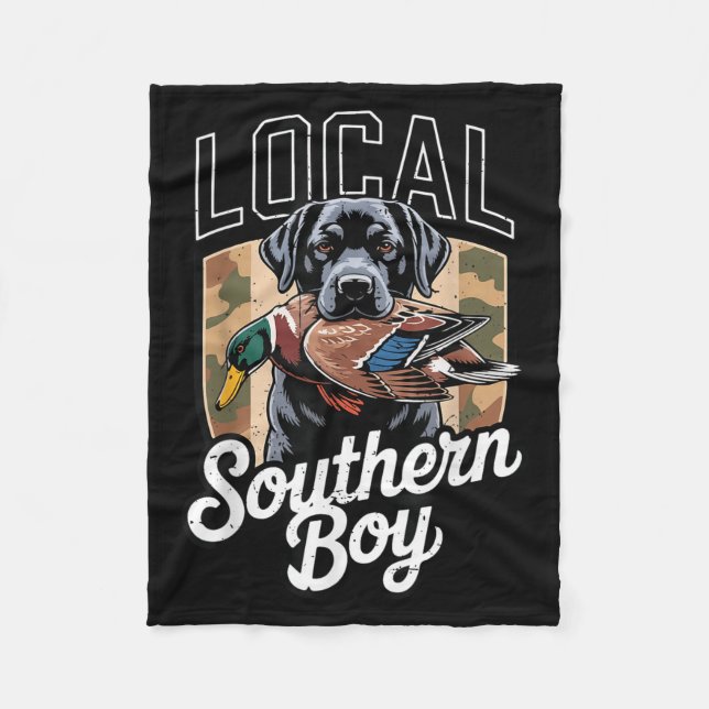 Couverture Polaire Black Lab Dog Local Southern Boy Camo Duck Hunting (Devant)
