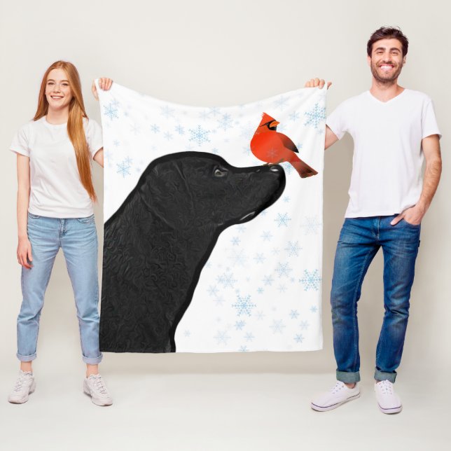 Couverture Polaire Black Lab et Noël cardinal (En situation)