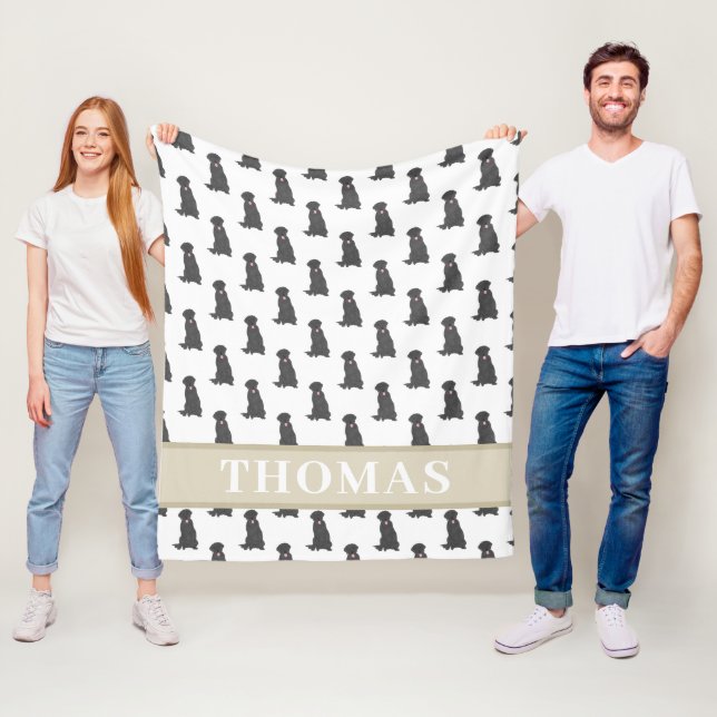 Couverture Polaire Black Lab personnalisé Rose & Blanc (En situation)