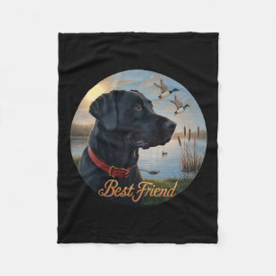 Couverture Polaire Black Labrador Best Friend. Chasse Canard de sauva