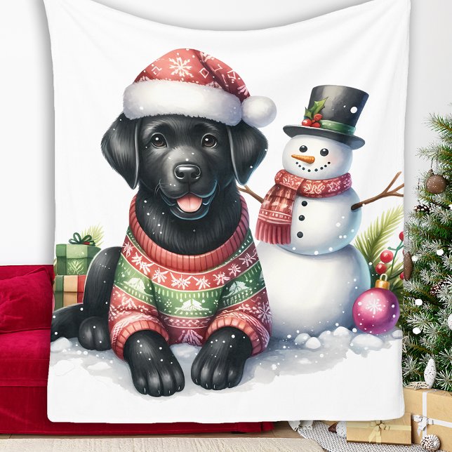 Couverture Polaire Black Labrador Chien Chien de Chien de Neige Vacan (Créateur téléchargé)