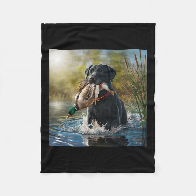 Couverture Polaire Black Labrador Retriever Chien Chasse Canards Dans (Devant)