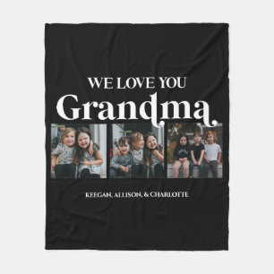 Couverture Polaire Black Minimal Retro We Love You Grandma 3 Picture