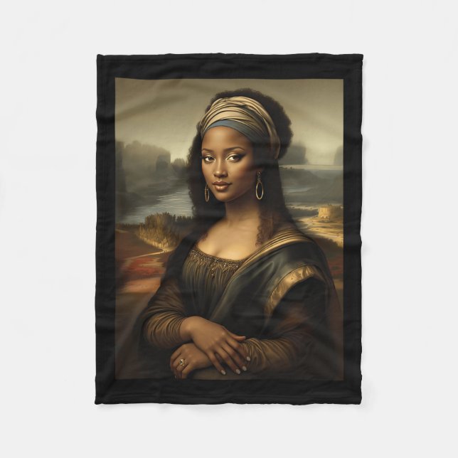Couverture Polaire Black Mona Lisa Afro-Américaine Noire Histoire Lun (Devant)