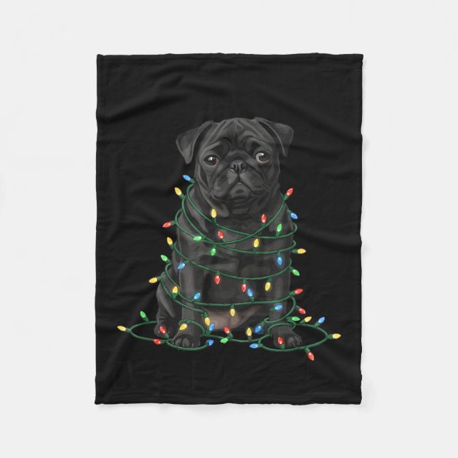 Couverture Polaire Black Pug Christmas I'm Fine Everything Is Fine  (Devant)
