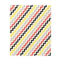 Black Red Yellow Diagonal Zigzag Motif africain