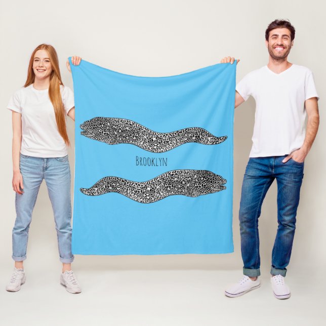 Couverture Polaire Black spotted moray eel cartoon (En situation)