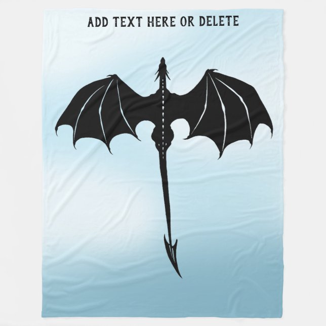 Couverture Polaire Black Tribal Flight Dragon Imaginaire Blue Sky (Devant)