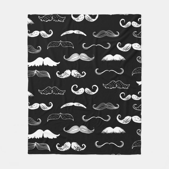 Couverture Polaire Black & White Moustache Seamless Repeat Background (Devant)