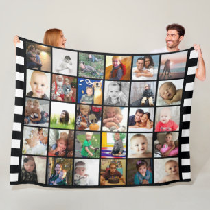Couverture Polaire Black White Stripe 30 Photo Famille Collage