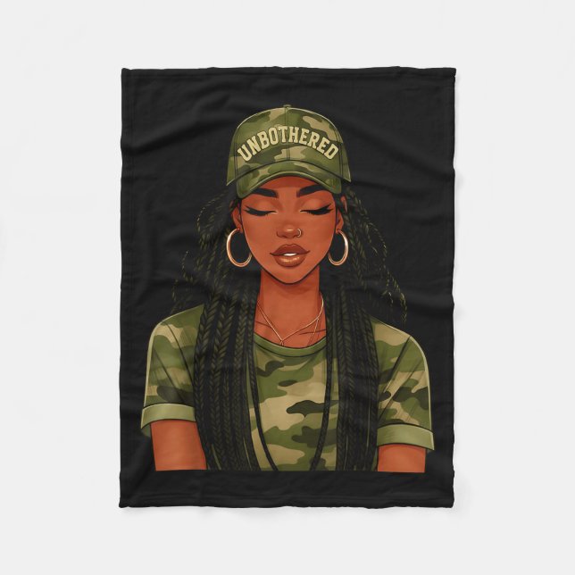 Couverture Polaire Black Woman Unbothered Locs Camo Girl Women Loc'd  (Devant)