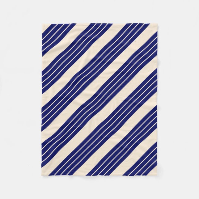 Couverture Polaire Blanc antique et rayures navy foncé (Devant)