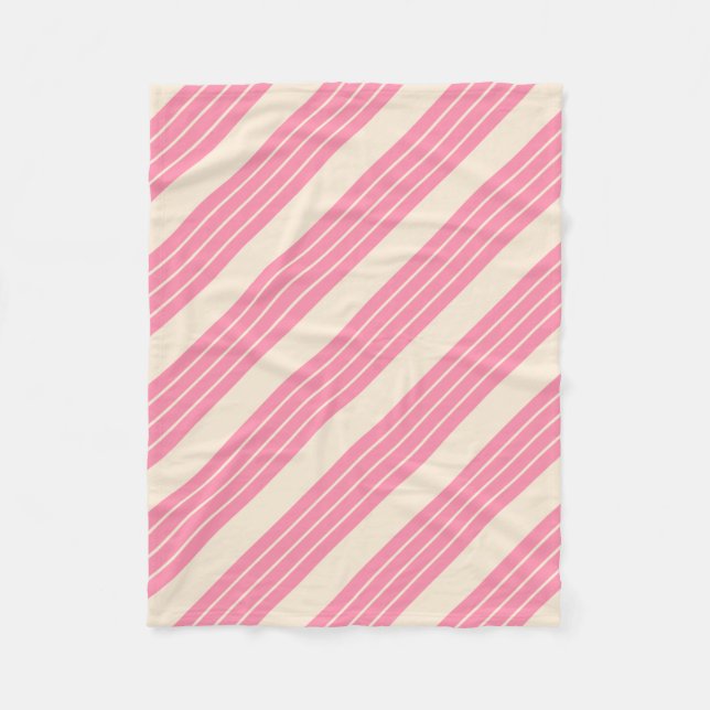 Couverture Polaire Blanc antique et rayures rose flamant (Devant)