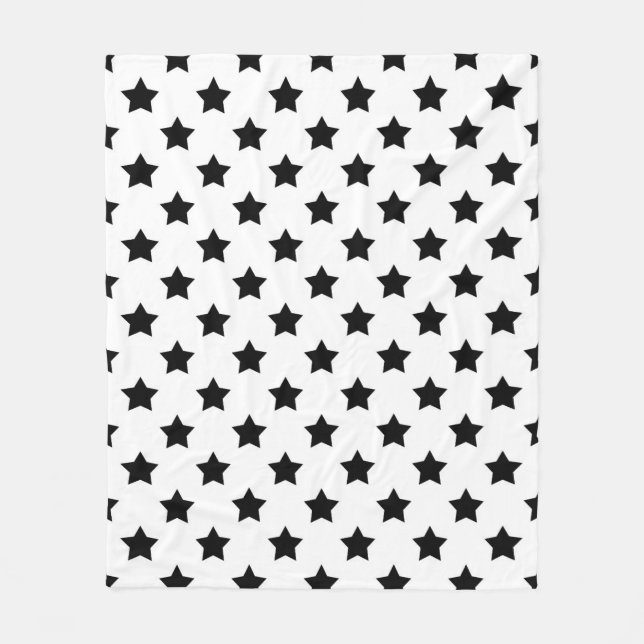 Couverture Polaire Blanc Black Stars Motif décoratif (Devant)