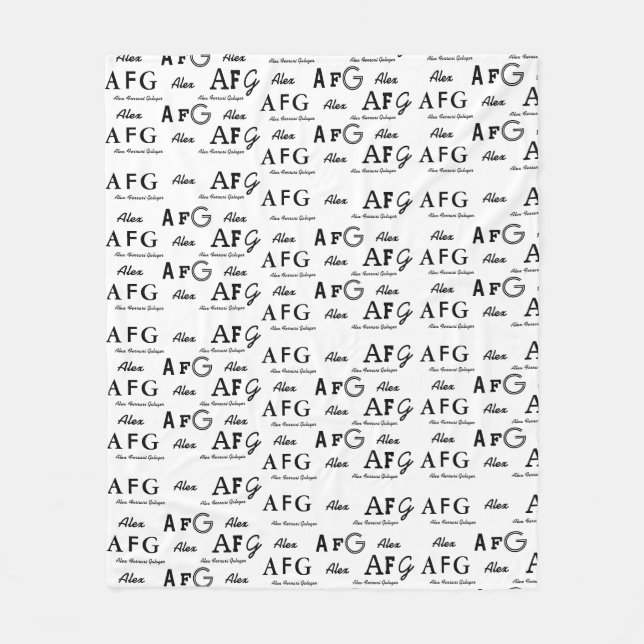 Couverture Polaire blanc cool avec motif de noms noirs (Devant)