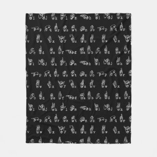 Couverture Polaire Blanc de //d'alphabet de langue des signes sur