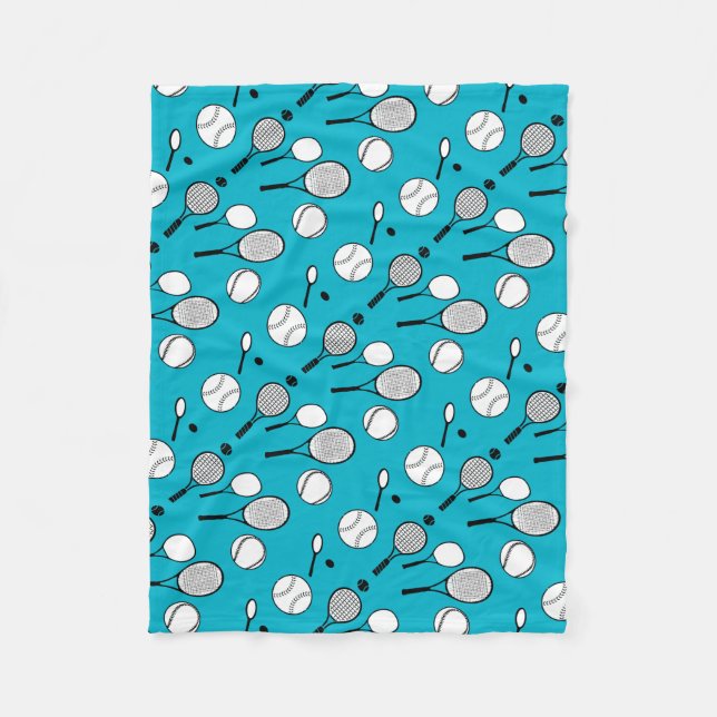 Couverture Polaire Blanc de noir bleu de tennis (Devant)