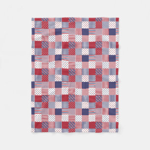 Couverture Polaire Blanc de patchwork americana des Etats-Unis et