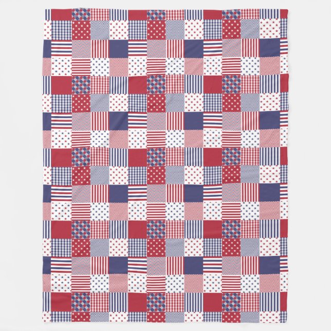 Couverture Polaire Blanc de patchwork americana des Etats-Unis et (Devant)