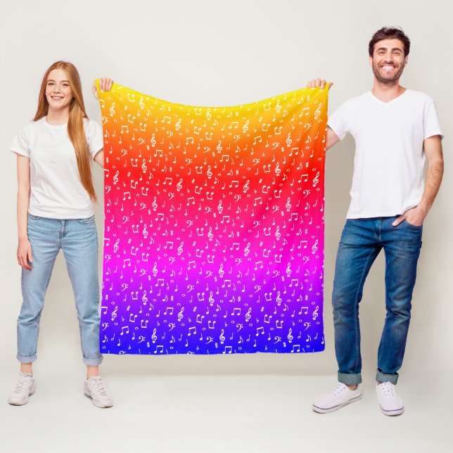 Couverture Polaire blanc et arc-en-ciel Musical  (En situation)