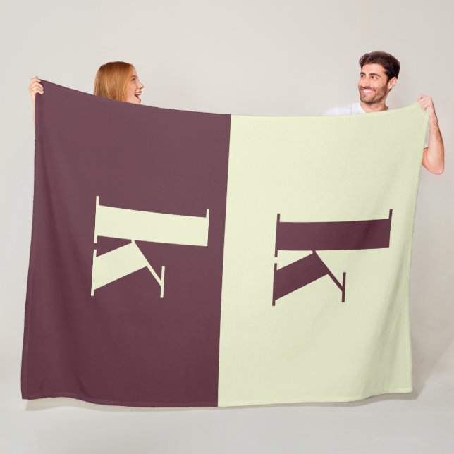 Couverture Polaire Blanc & marron personnalisé initiales  (En situation)