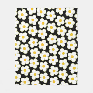Couverture Polaire Blanc noir Tropical Floral Botanique Été