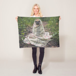 Couverture Polaire Blanc personnalisé d'ouatine de photo d'animal