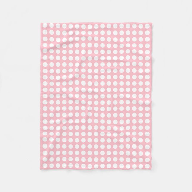 Couverture Polaire Blanc sur rose moyen Pois horizontaux (Devant)