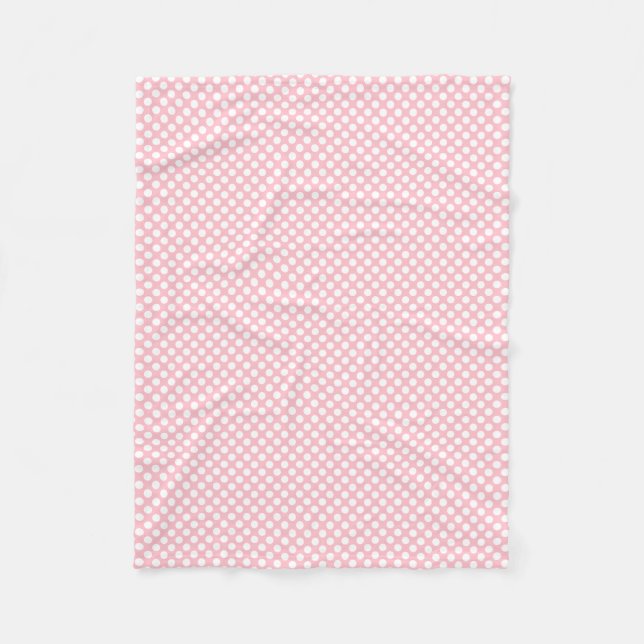 Couverture Polaire Blanc sur rose Pois de petite taille (Devant)